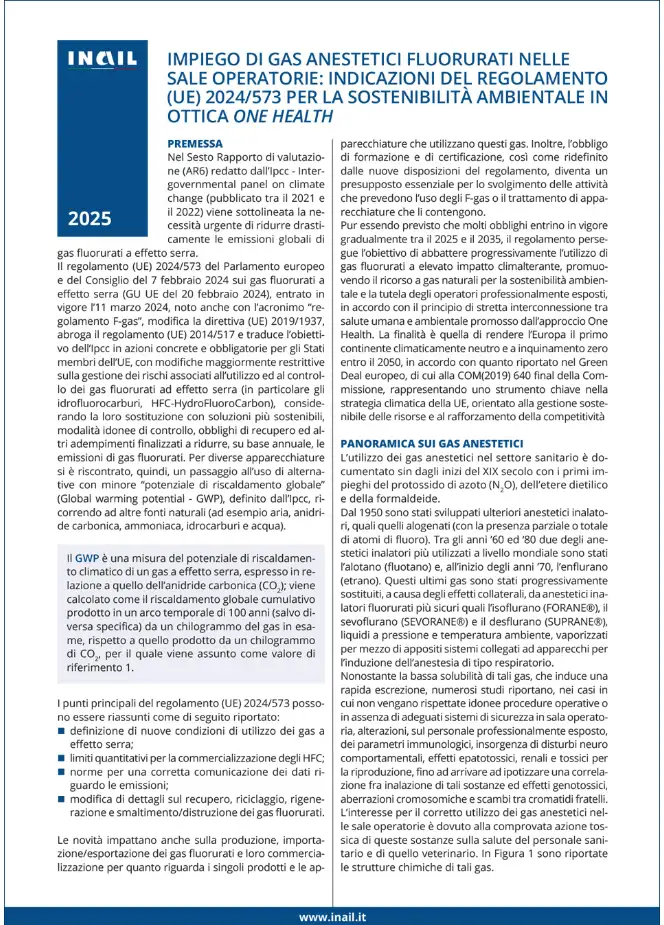 Impiego di gas anestetici fluorurati nelle sale operatorie Impiego di gas anestetici fluorurati nelle sale operatorie